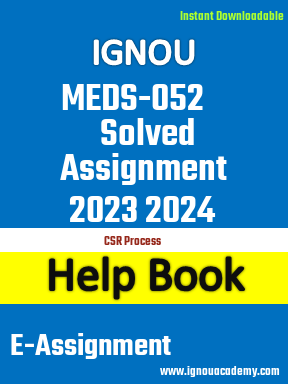 IGNOU MEDS-052 Solved Assignment 2023 2024